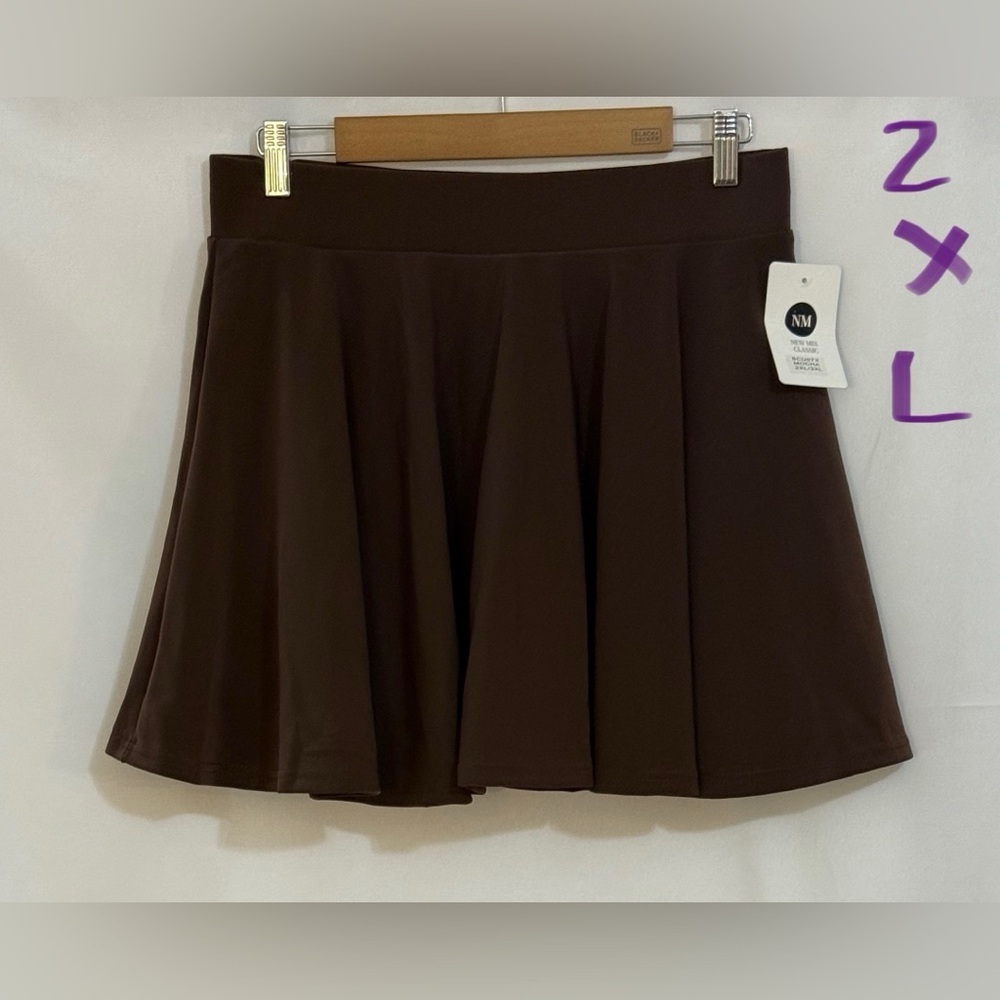 New Mix Brown Mini Skorts Skirt Pleated